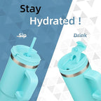 30 oz Tumbler with Handle and 2 Straws, 2 in 1 Lid Insulated Water Bottle - Image 2