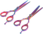 G.S Professional Titanium Barber Scissor Razors Edge Hair Cutting 5 Pcs Set 5.5" Barber Shears W/5.5" Texturizing/Thinning Shears Made of Japanese Stainless Steel with Black Leather Case