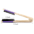 Aethland Boar Bristle Double-Sided Straightening Brush and Comb for Thick, Coarse Hair - Smoothing and Styling Tool (Purple)
