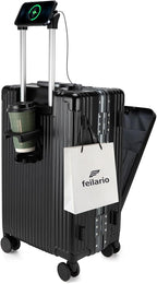 feilario 20in Aluminium Frame PC Hard Shell Spinner Wheels Luggage, Built-In by feilario