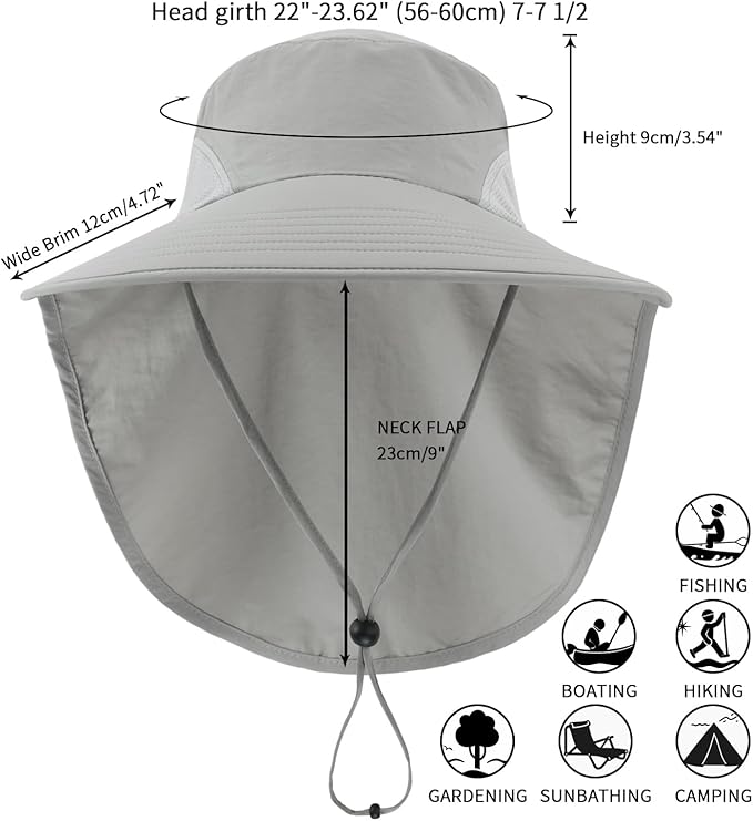 Home Prefer Outdoor UPF50+ Sun Hat Wide Brim Mesh Fishing Hat - Image 2