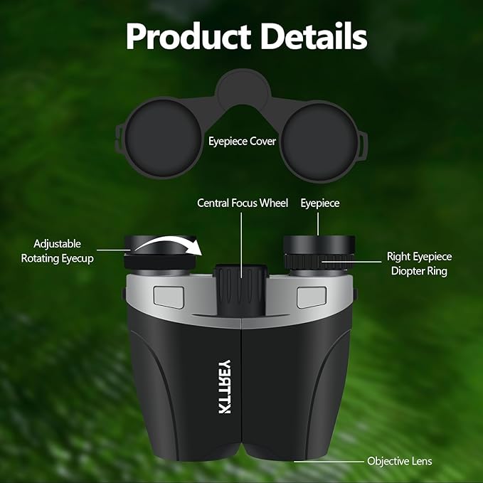 10x25 Compact Binoculars for Adults and Kids, Small High Powered Binoculars - Image 9