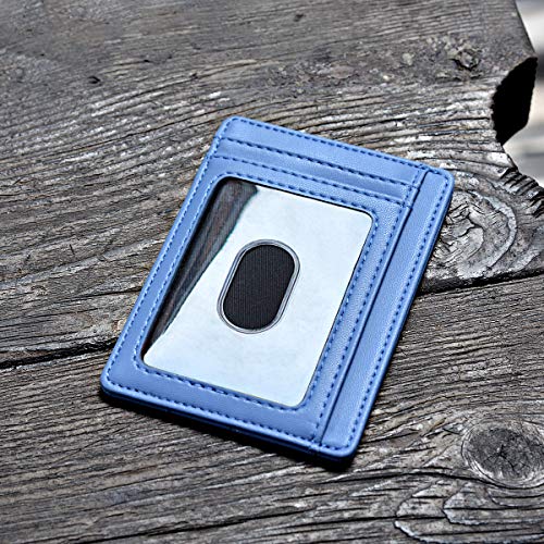 Slim Minimalist Front Pocket RFID Blocking Leather Wallets for Men and Women (Small / Sand Wathet Blue)
