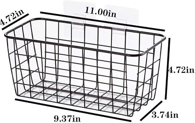 2 Set Hanging Wall Basket Organizer Over the Cabinet Door Wire Baskets - Image 3