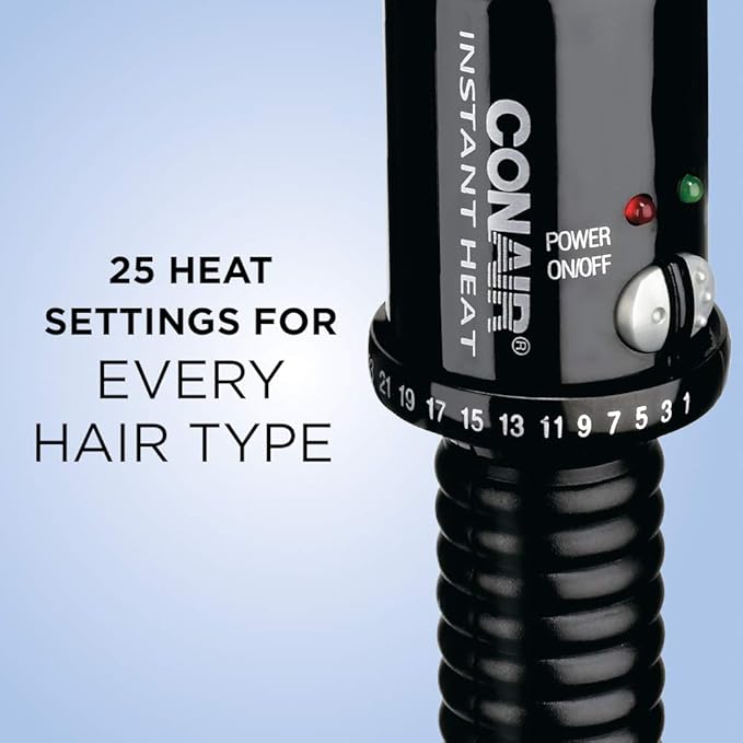 Conair Instant Heat Curling Iron Brush,1 1/4-Inch Barrel Curling Brush for Short Hair,30-Second Heat-Up with 25 Heat Settings for All Hair Types,Black,(Pack of 4)
