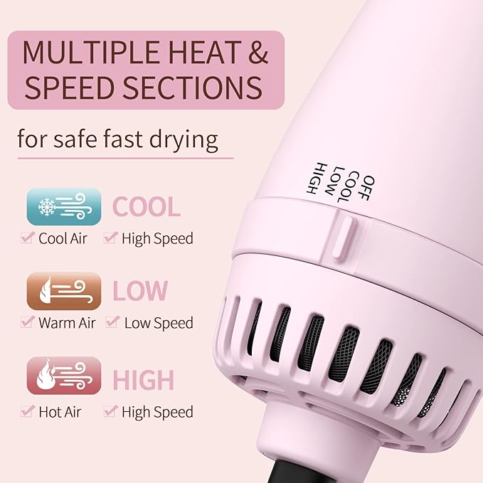 Hair Dryer Brush Blow Dryer Brush in One, Upgraded 4 in 1 Hair Dryer and Styler Volumizer with Negative Ion Anti-frizz Ceramic Titanium Barrel Hot Air Hair Straightener Brush