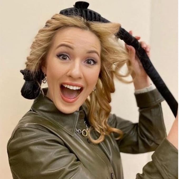 GADZHI Heatless Curling Rod Headband Heatless Hair Roller Curls Set for Long Hair No Heat Silk Hair Wrap Curler Ribbon for Overnight Sleep Hair Roller with Hair Claw Clip DIY Hair Styling Tools (1 set - black)