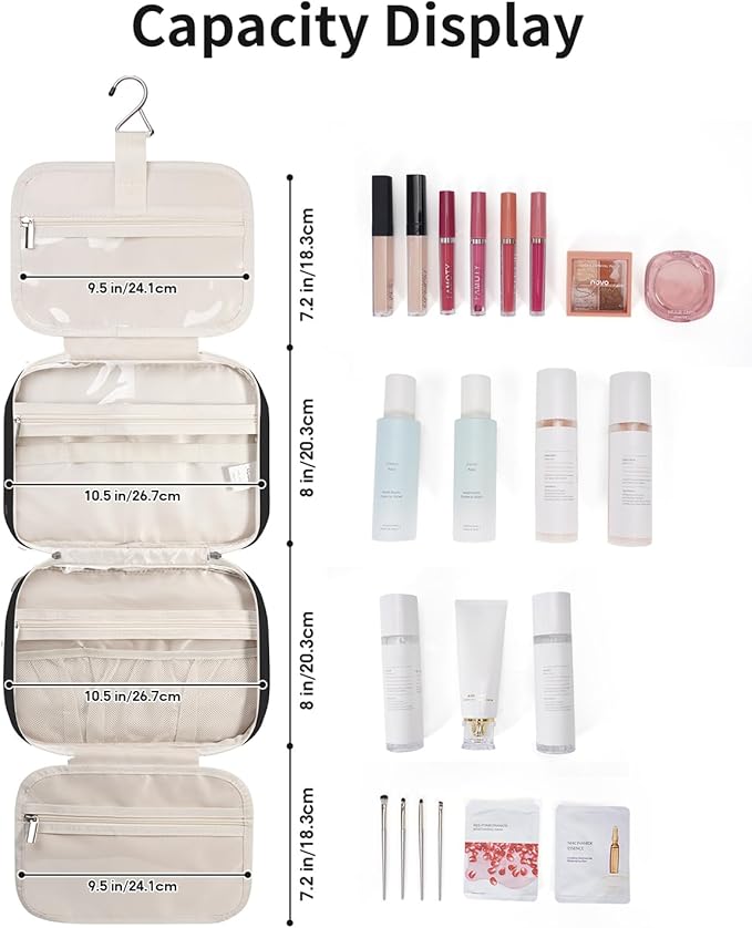 Narwey Hanging Toiletry Bag for Women Travel Makeup Bag Organizer Toiletries - Image 3