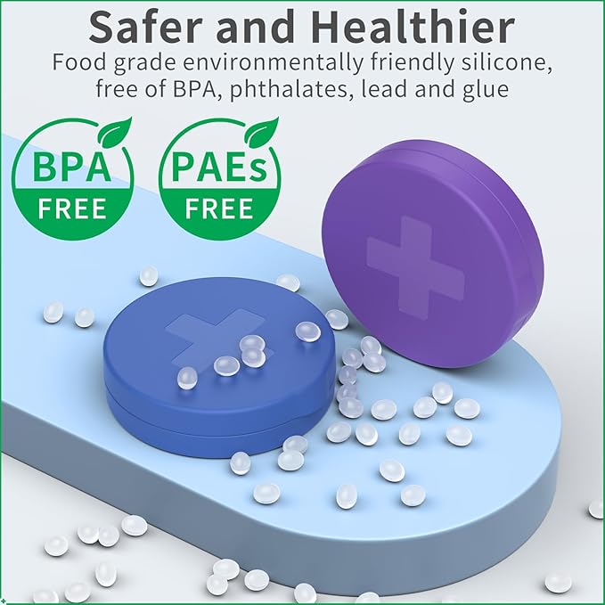 2 Pack Small Pill Box, 3 Compartment Round Silicone Travel Pill Box - Image 4