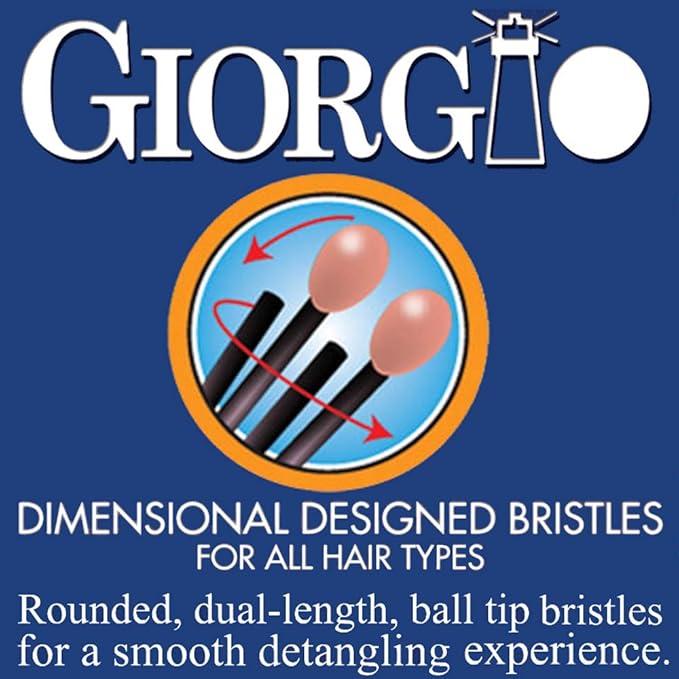 Giorgio GIO1 Gentle Hair Brush Dresser Size. Wet & Dry Pro Hair Brush Detangler. Soft for Sensitive Scalp. Good For Men Women & Kids All hair lengths. Durable and Anti-Static. (Set, Red)