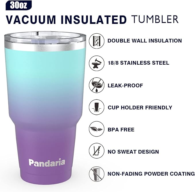30 oz insulated tumbler with lid and straw, Reusable Spill Proof & Leak Proof - Image 5