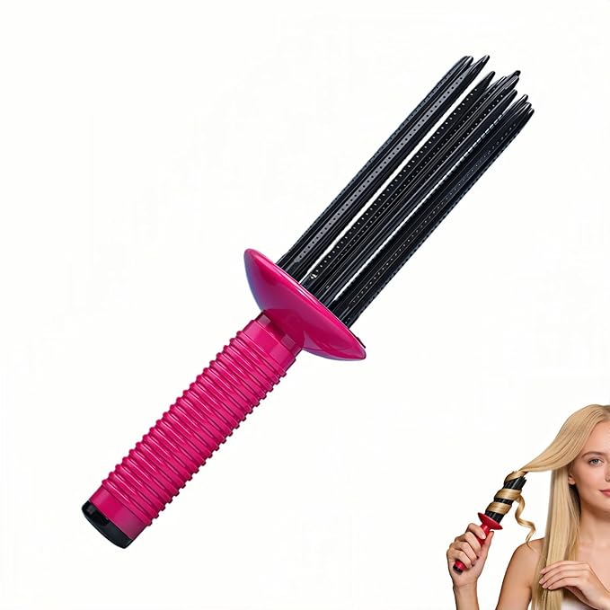 Volumizing Hair Brush, Heat Resistant Curling & Blowout Brush with 17 Anti-Slip Teeth for Smooth, Bouncy Curls - Salon Quality at Home, Gentle on All Hair Types