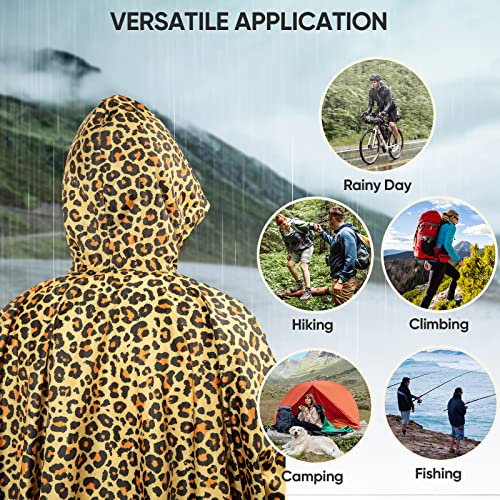 Hooded Rain Poncho for Adults (Leopard)