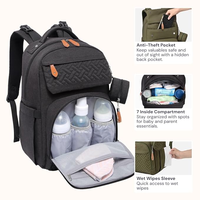 BabbleRoo Diaper Bag Backpack, Travel Backpack - Image 7