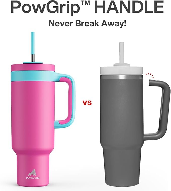 POWCAN 50 oz Tumbler with Handle, 2-in-1 Straw and Sip Lid, Dishwasher Safe - Image 3