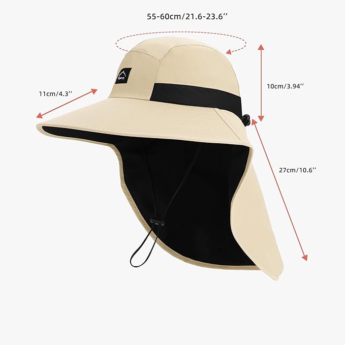 Rosoz Outdoor Sun Hat for Men Women, UPF50+ Protection Safari Cap Wide Brim - Image 6