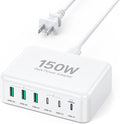 USB C Fast Charger, 150W 6 Port Desktop PD GaN Fast Charger Charging Station by BREEKET