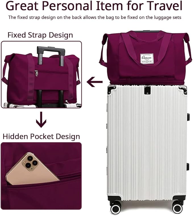 Large Capacity Foldable Travel Bag Expandable Portable Carry on Bag Dry&Wet - Image 3