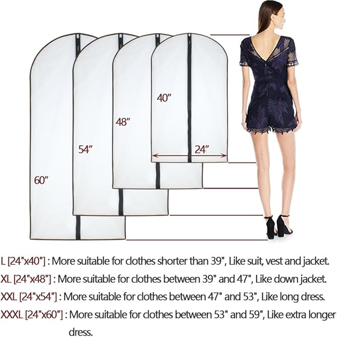 Hanging Garment Bag Black Side Breathable Dress Bags - Image 2
