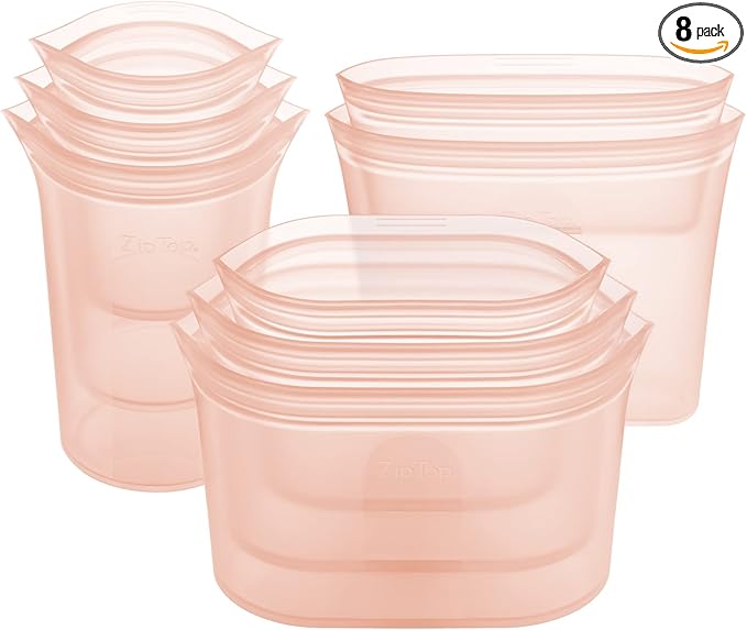 Zip Top Reusable Food Storage Bags | Full Set of 8 | Silicone Meal Prep by ZipTop