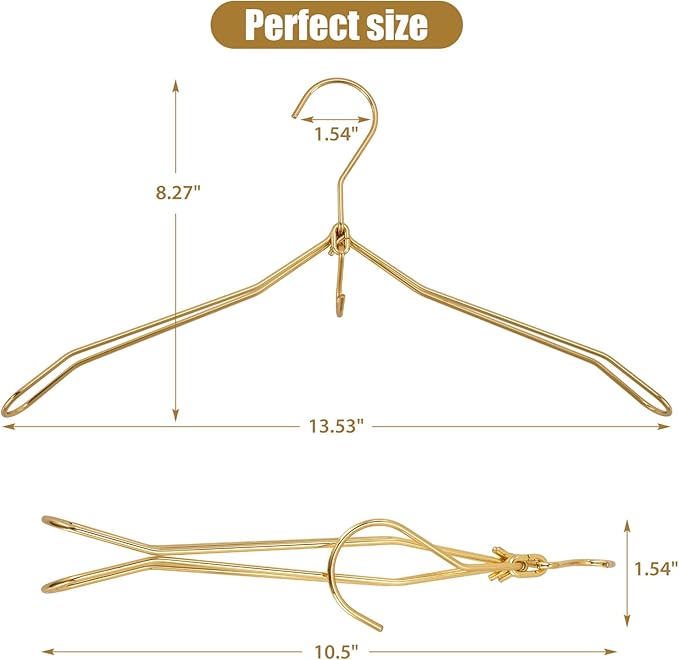 VWV 10P Gold Hanger, 15.35 Inch Fashion Metal Folding Clothes Hanger, - Image 2