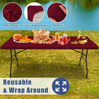 2 Pack Rectangle Spandex Fitted Table Cloth (Wine Red / 48" x 30" (Rectangular))