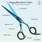 ANDUSTRIAL - Professional Hair Cutting And Thinning Scissors/Shears For Men/Women/Home/Salon - Premium High Carbon Steel Quality - Smooth And Sharp - 7 Inch, Blue