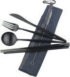 Gugrida Reusable Travel Utensils, 7 Piece Portable 304 Stainless Steel by Gugrida