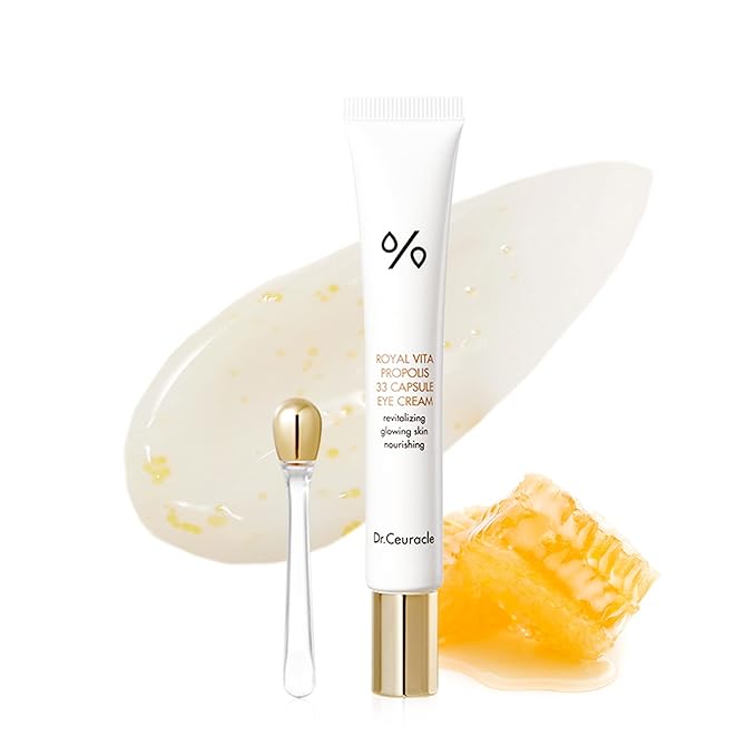 Dr.Ceuracle Royal Vita Propolis 33 Capsule Eye Cream with Applicator - Soothing, Hydrating Eye Serum Cream, Dark Circle Relief, Korean Skincare for Stocking Stuffers (20ml / 0.67 fl. oz.)