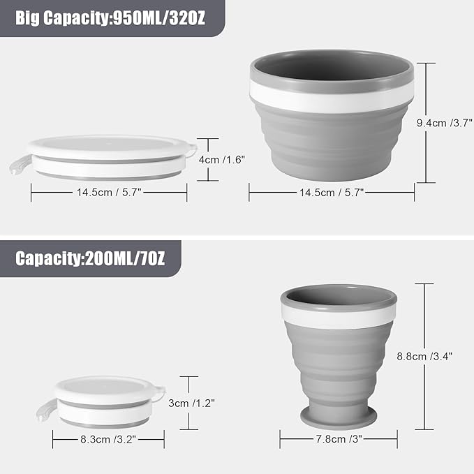Odoland Camping Mess Kit Silicone Collapsible Bowl, Cup & Stainless Steel Spoon - Image 4