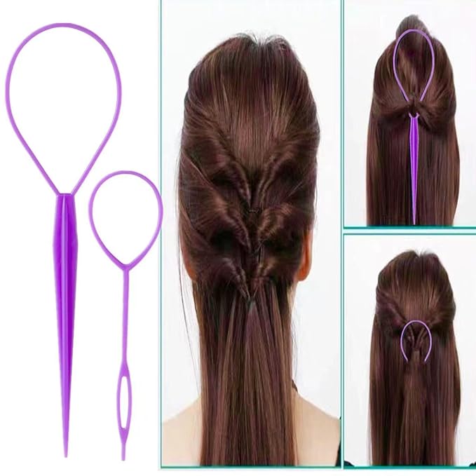 8Pcs Hair Brushes Set with 4Pcs Topsy Hair Tail Tools 1Pcs Bristle Teasing Hair Brush 1Pcs Edge Control Brush 2Pcs Metal Pin Rat Tail Combs for Woman Girl Hair Styling,Edge&Back Brushing purple