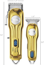 DSP Professional Hair Clipper for Men, Clipper and Trimmer Set - Electric Clipper for Hair Cutting, Cordless Barber Clipper Set with LED Display for Men Gift (Gold)