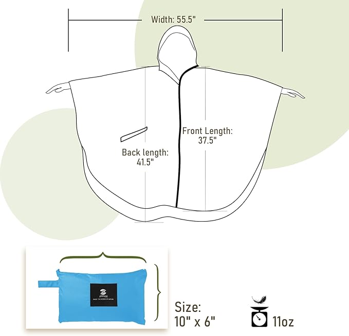 SaphiRose Unisex Rain Poncho Raincoat Hooded - Image 5