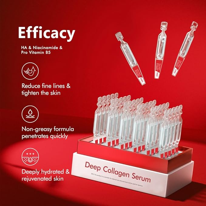 KOEC Collagen Repair Serum for Face 30PCS,Ultra Hydrating Anti-Aging Serum for Women,Moisturising & Boosting & Firming Lightweight