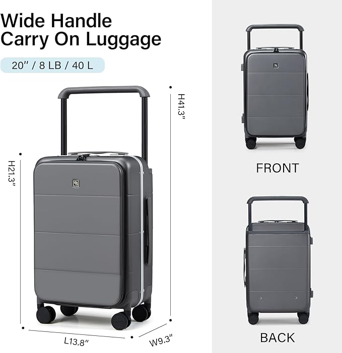 Hanke Top Opening Carry On Luggage, 20 Inch Zipperless Aluminum Frame Wide - Image 6