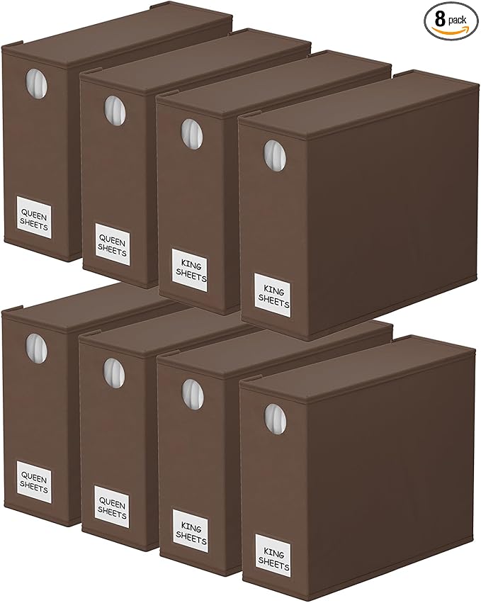SpaceAid 8 Pack Bed Sheet Organizers and Storage, Foldable Linen Closet by SpaceAid