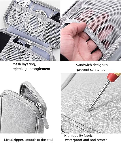 Electronic Organizer Travel Cable Accessories BagPouch Portable Waterproof Storage Bag Electronic Organizer Case for Cable (Light gray)