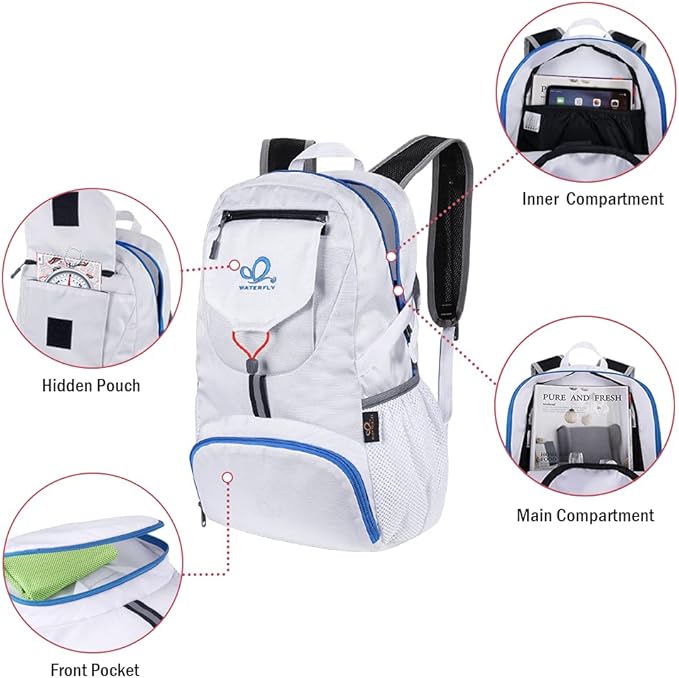 WATERFLY Small Lightweight Packable Backpack: 20l Ultra Light Foldable Travel - Image 3