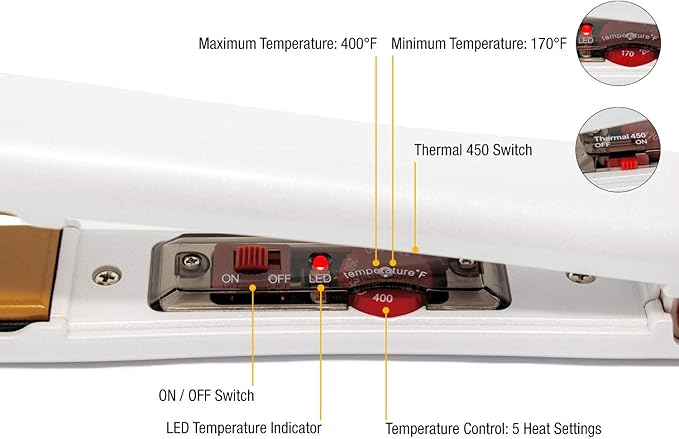 Redline Professional 1" Flat Iron, White Hair Straightener