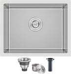 22 Inch Kitchen Bar Sink Undermount, 304 Stainless Steel Handmade Single Bowl by DROPINKITCHENSINK