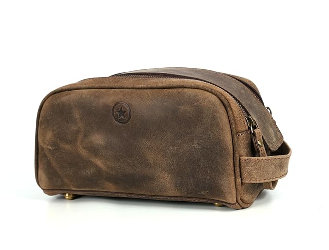 10" Premium Leather Toiletry Travel Pouch by AARONLEATHERGOODS%C2%AE