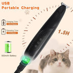 Professional Dog & Cat Trimmer - Quiet Electric Pet Grooming Kit for Ears/Eyes/Paws with LED Light - Cordless Battery-Powered Fur & Nail Clipper for Small/Large Breeds (Black)