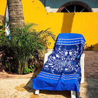 Quick Dry Microfiber Beach Towel (Blue Flower / Extra Large 78x35")