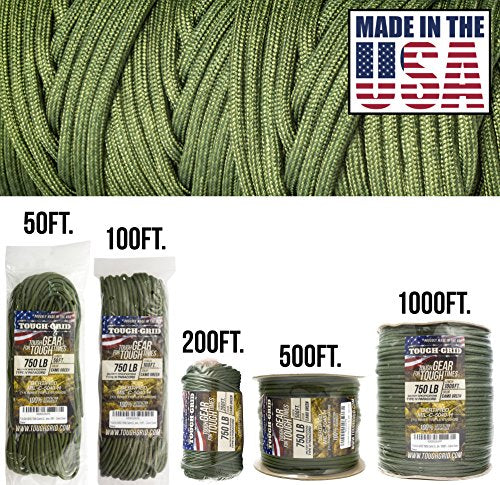 750 Paracord 100% Nylon (Camo Green / 1000 Ft.)