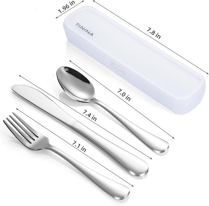 Travel Utensils with Case, 4-Piece Stainless Steel Portable Cutlery Set - Image 5