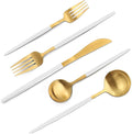 Matte White Gold Silverware Set, 20-Piece Stainless Steel Flatware Set by VANVRO