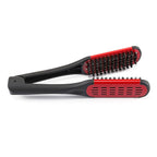 Aethland Double Sided Brush Clamp Straightener, Boar Bristles Clamp Hair Straightening Brush With Detangler - Hair Styling Tool