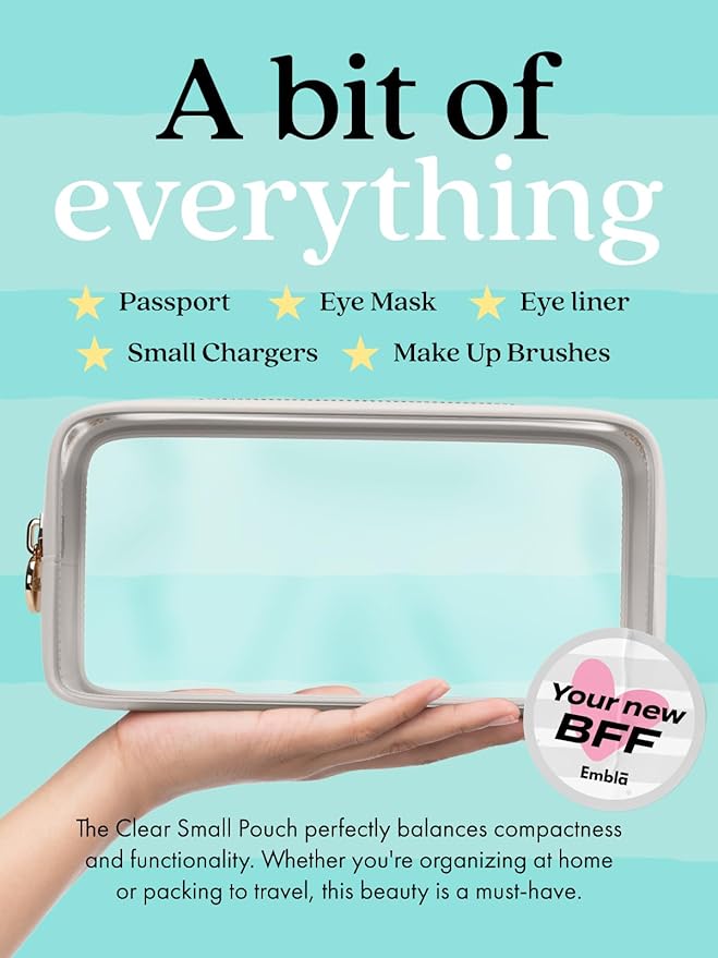 Clear Makeup Bag Zipper Pouch, Transparent Cosmetic Case Organizer, TSA - Image 3