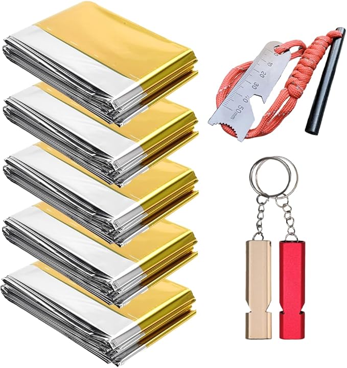 Professional 3-in-1 Survival Kit: Emergency Blanket, 120dB Whistle & by Jaksairos
