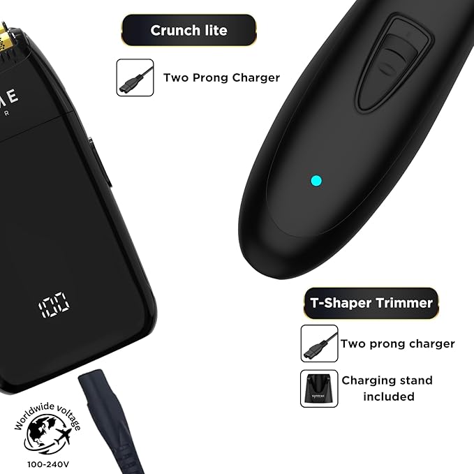 Supreme Trimmer 2-in-1 Crunch Lite Foil Shaver & DLC T-Shaper Trimmer Set | ST5206 Beard Trimmer STF600 Electric Razor | Travel or at Home Hair Cutting Kit | Black